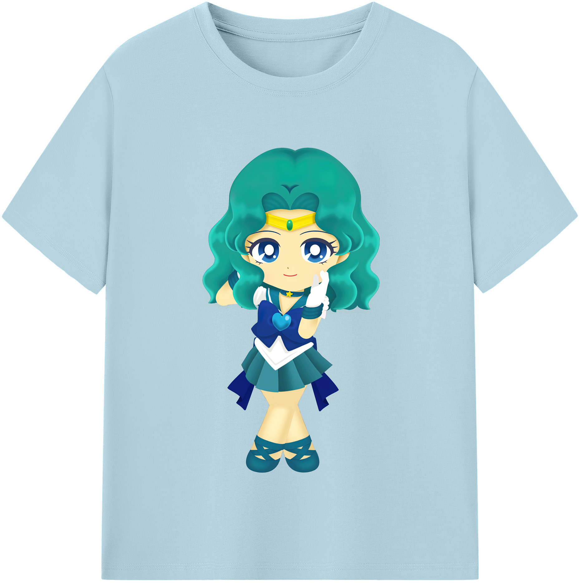 （画像用） 美少女戦士セーラームーン 海王 みちる（かいおう みちる） Sailor Moon Kaiou Michiru 綿100％半袖Tシャツ（フロントプリント）